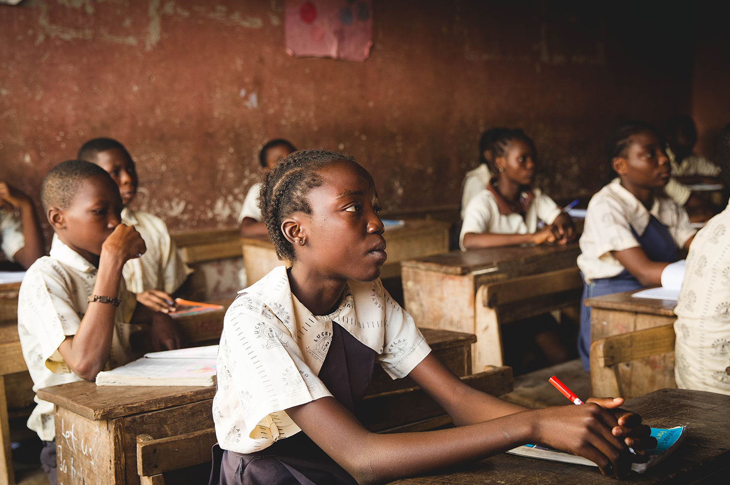 international girls in a rural classroom